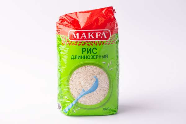 Рис длиннозерный обработан паром «Makfa», 800 г