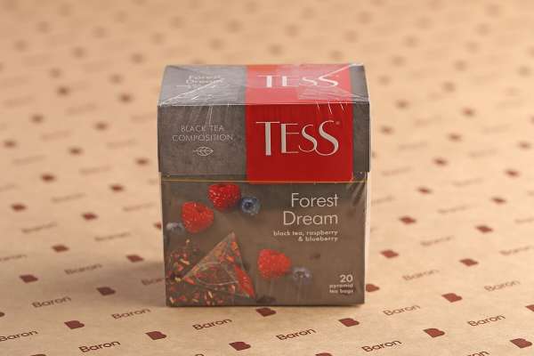 Черный чай с малиной Forest Dream пакетированный Tess, 20 шт