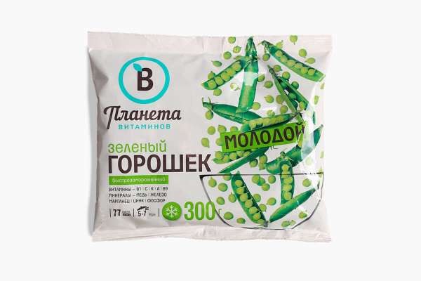 Зеленый горошек молодой «Планета витаминов» замороженный, 300 г