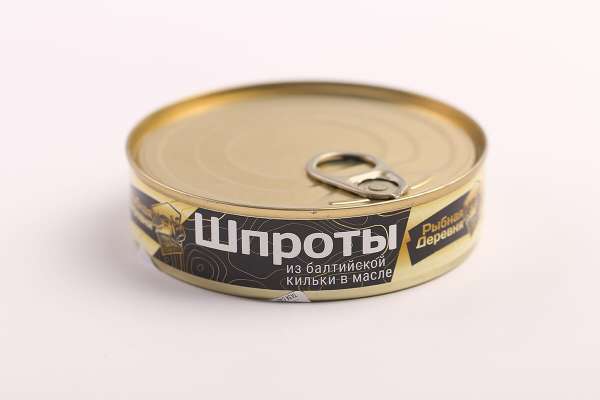 Шпроты рыбная деревня в масле «За Родину», 160 г