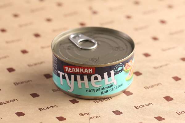 Тунец натуральный для салатов «Пеликан», 185 г