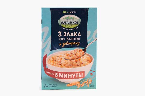 Хлопья 3 злака со льном «Гудвилл», 400 г