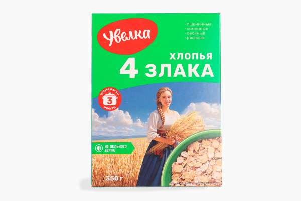 Хлопья 4 злака «Увелка», 350 г