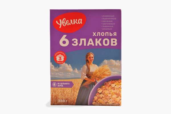 Хлопья 6 злаков «Увелка», 350 г