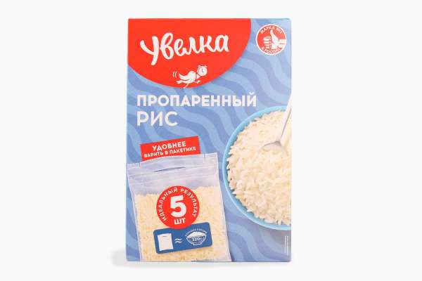 Рис длиннозерный пропаренный в варочных пакетиках «Увелка», 5 шт