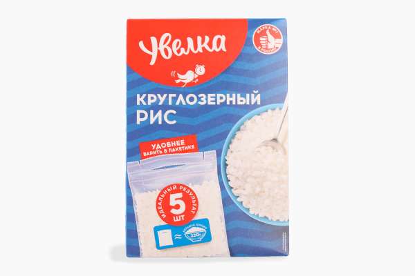 Рис круглозерный в варочных пакетиках «Увелка», 5 шт