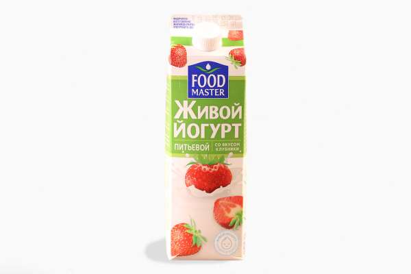 Йогурт питьевой со вкусом клубники 2% Food Master, 900 г