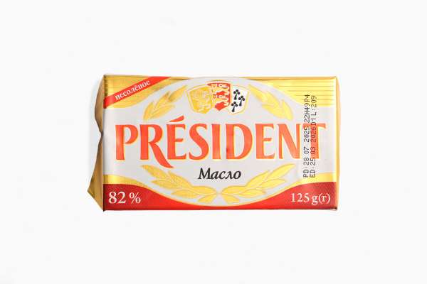 Масло President Сливочное 82%, 125 г
