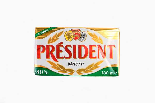 Масло соленое President 80%, 180 г