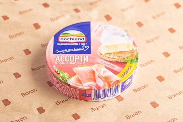 Плавленый сыр ассорти сливочный и бекон Hochland, 140 г