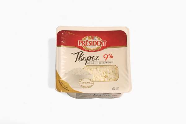 Творог President домашний рассыпчатый 9%, 450 г