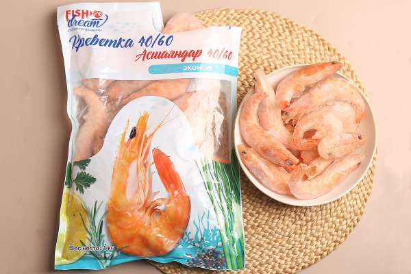 Креветки замороженные-вареные не очищенные, 1 кг