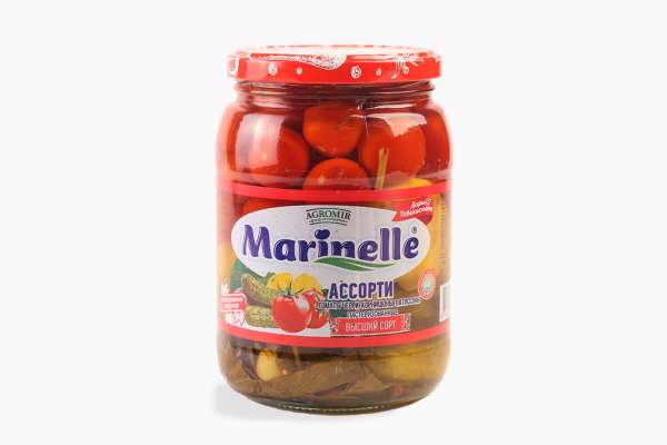 Ассорти овощное №7 (огурцы, томаты, патиссоны) Marinelle, 720 мл