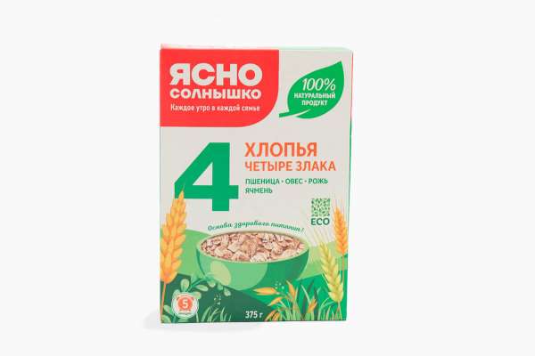 Хлопья 4 злака «Ясно Солнышко», 375 г