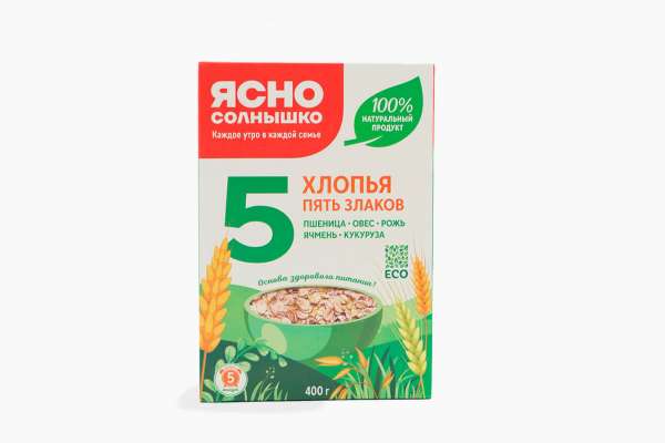 Хлопья 5 злаков «Ясно Солнышко», 400 г
