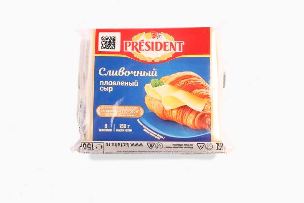Сыр плавленый President сливочный ломтевой 40%, 150 г
