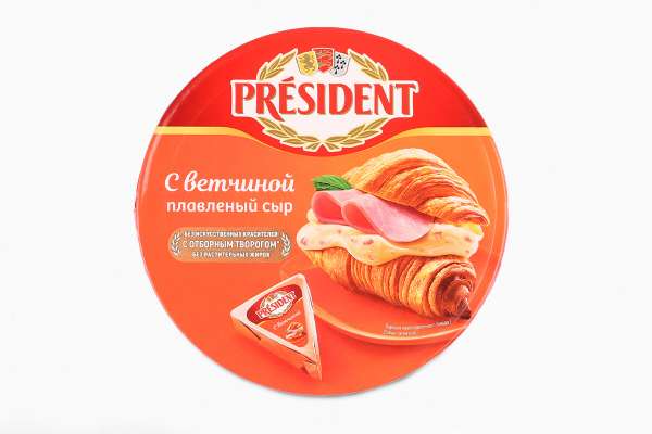 Сыр плавленый с ветчиной President, 140 г