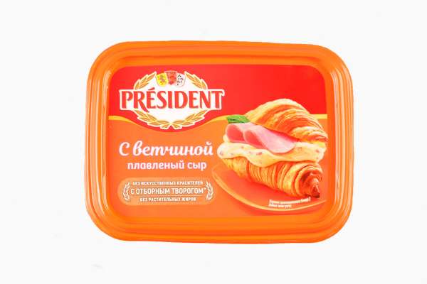 Сыр плавленый с ветчиной President, 200 г