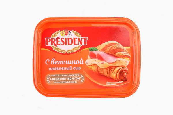 Сыр плавленый с ветчиной President, 400 г