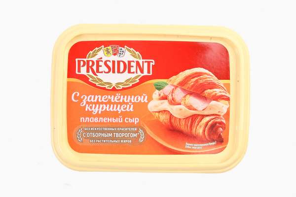 Сыр плавленый с запеченной курицей President, 400 г